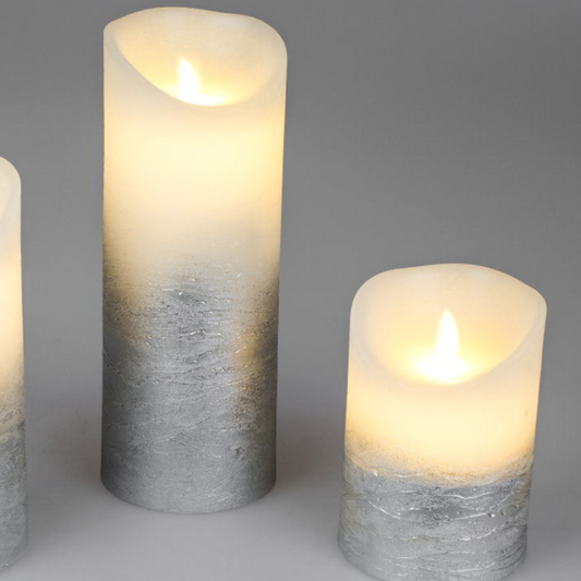 LED Echtwachskerzen silber