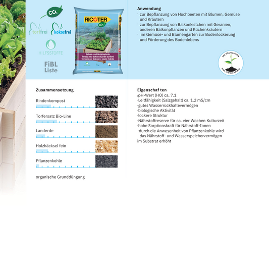 Ricoter balcony and raised bed soil 30 litre bag